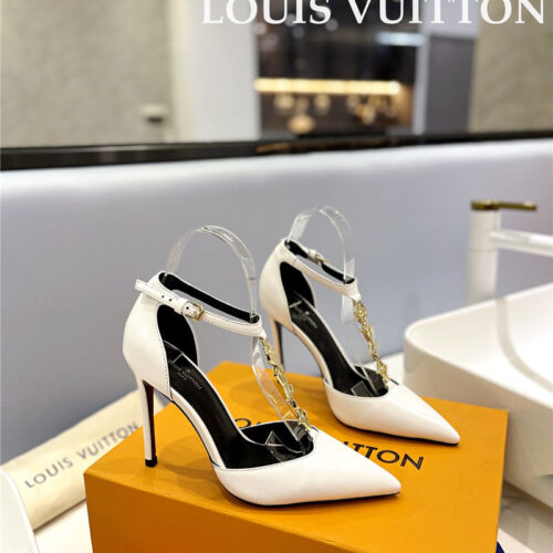 High Quality Luxury Louis Vuitton Fashion Bazaar Metal Chain High Heels – Style 29219