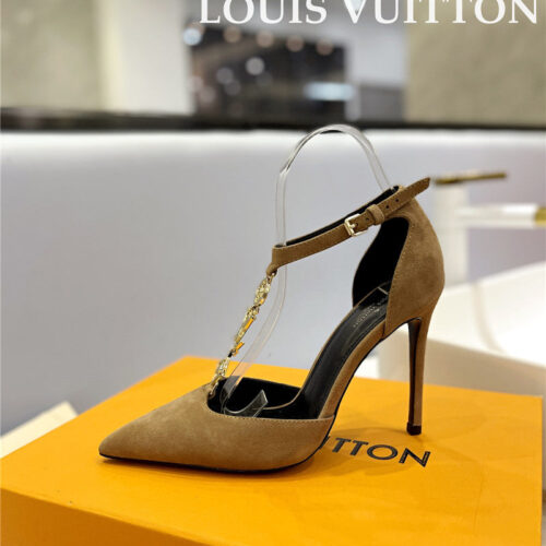 High Quality Luxury Louis Vuitton Fashion Bazaar Metal Chain High Heels – Style 96451 product detail