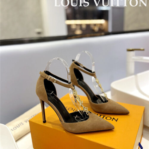 High Quality Luxury Louis Vuitton Fashion Bazaar Metal Chain High Heels – Style 96451