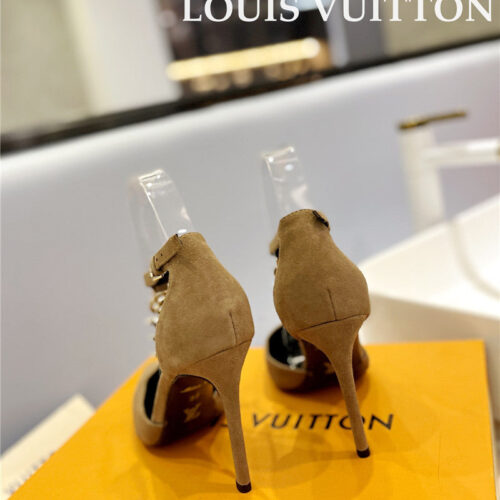 High Quality Luxury Louis Vuitton Fashion Bazaar Metal Chain High Heels – Style 96451 product detail