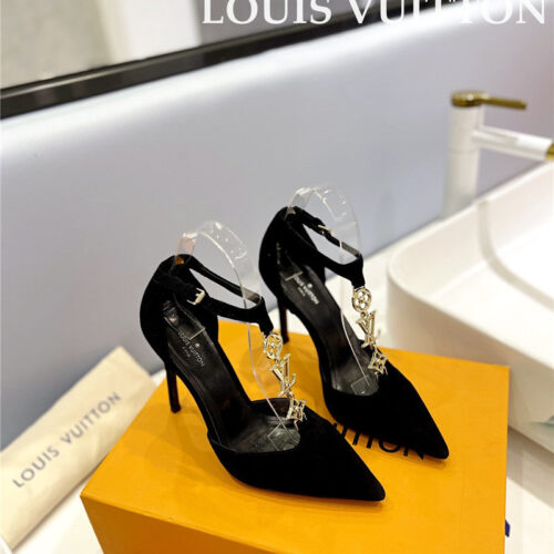 High Quality Luxury Louis Vuitton Fashion Bazaar Metal Chain High Heels – Style 63683