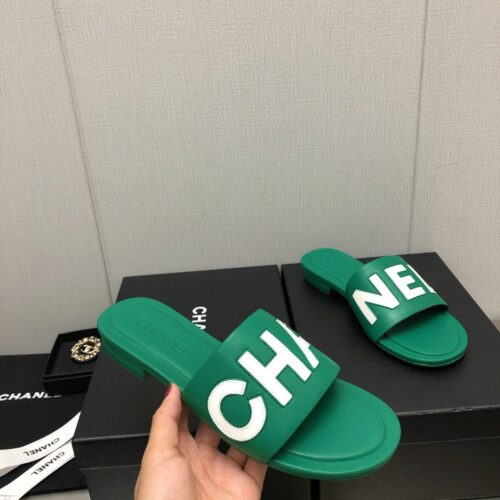 High Quality Luxury Chanel Color Matching Letter Leather Buckle Slippers – Style 41350 alternate view