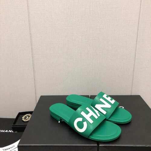 High Quality Luxury Chanel Color Matching Letter Leather Buckle Slippers – Style 41350