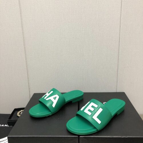 High Quality Luxury Chanel Color Matching Letter Leather Buckle Slippers – Style 41350 product detail