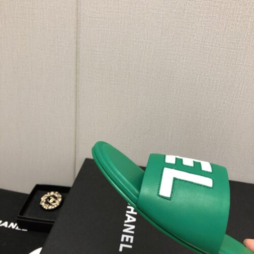High Quality Luxury Chanel Color Matching Letter Leather Buckle Slippers – Style 41350 product detail
