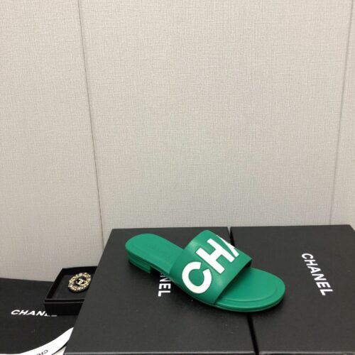 High Quality Luxury Chanel Color Matching Letter Leather Buckle Slippers – Style 41350 product detail