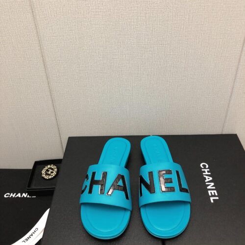 High Quality Luxury Chanel Color Matching Letter Leather Buckle Slippers – Style 10278 product detail