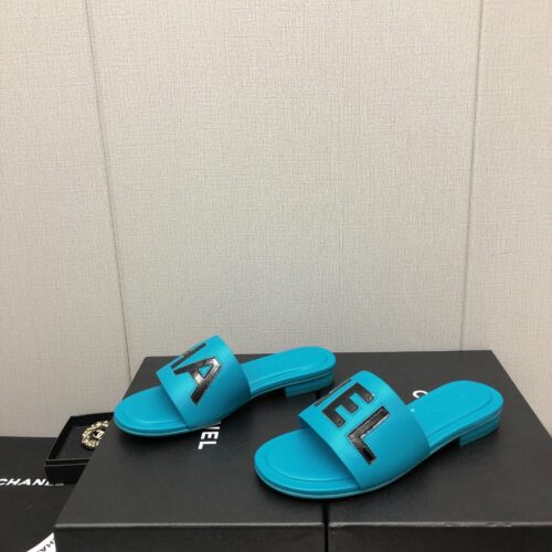 High Quality Luxury Chanel Color Matching Letter Leather Buckle Slippers – Style 10278 product detail