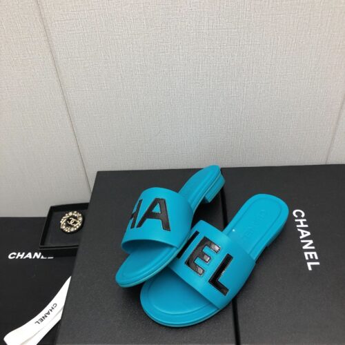 High Quality Luxury Chanel Color Matching Letter Leather Buckle Slippers – Style 10278 product detail