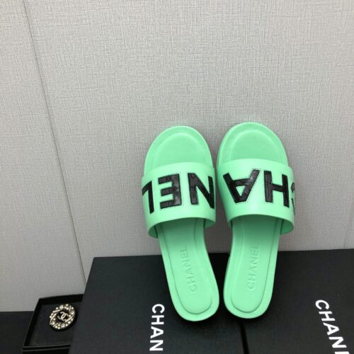 High Quality Luxury Chanel Color Matching Letter Leather Buckle Slippers – Style 44742 product detail