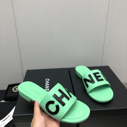 High Quality Luxury Chanel Color Matching Letter Leather Buckle Slippers – Style 44742 alternate view