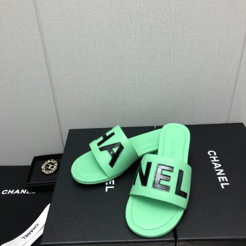 High Quality Luxury Chanel Color Matching Letter Leather Buckle Slippers – Style 44742 product detail