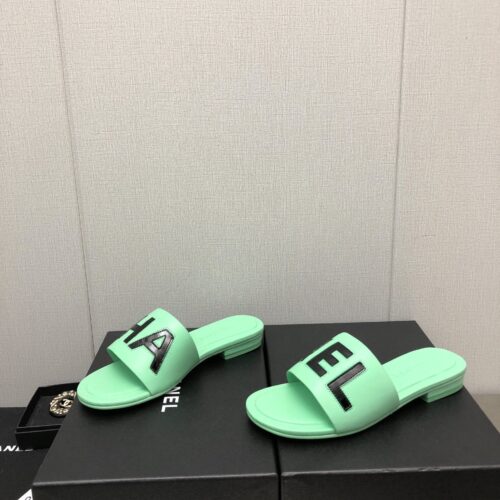 High Quality Luxury Chanel Color Matching Letter Leather Buckle Slippers – Style 44742 product detail