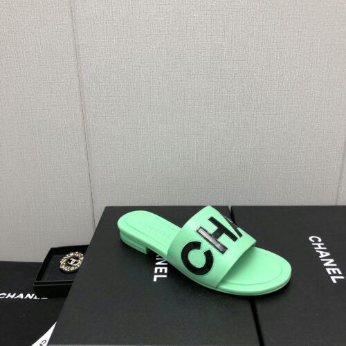 High Quality Luxury Chanel Color Matching Letter Leather Buckle Slippers – Style 44742 product detail