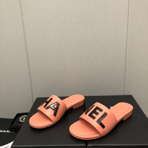 High Quality Luxury Chanel Color Matching Letter Leather Buckle Slippers – Style 49830 product detail