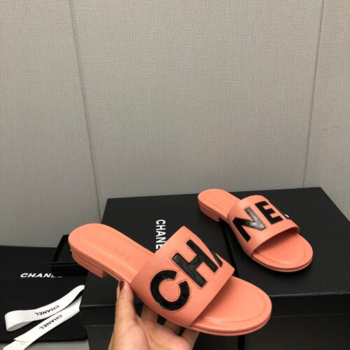 High Quality Luxury Chanel Color Matching Letter Leather Buckle Slippers – Style 49830 alternate view