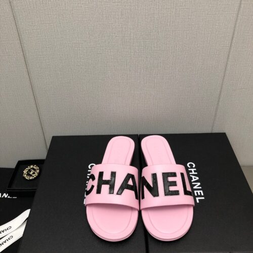 High Quality Luxury Chanel Color Matching Letter Leather Buckle Slippers – Style 51526 product detail