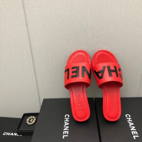 High Quality Luxury Chanel Color Matching Letter Leather Buckle Slippers – Style 17062 product detail