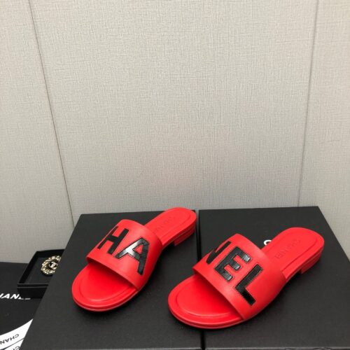 High Quality Luxury Chanel Color Matching Letter Leather Buckle Slippers – Style 17062 product detail