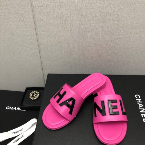High Quality Luxury Chanel Color Matching Letter Leather Buckle Slippers – Style 85990 product detail