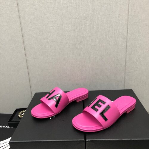 High Quality Luxury Chanel Color Matching Letter Leather Buckle Slippers – Style 85990 product detail