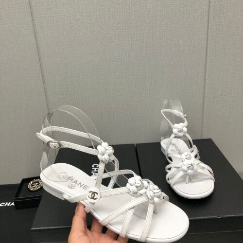 High Quality Luxury Chanel Classic Chain Accessories Flower Sandals