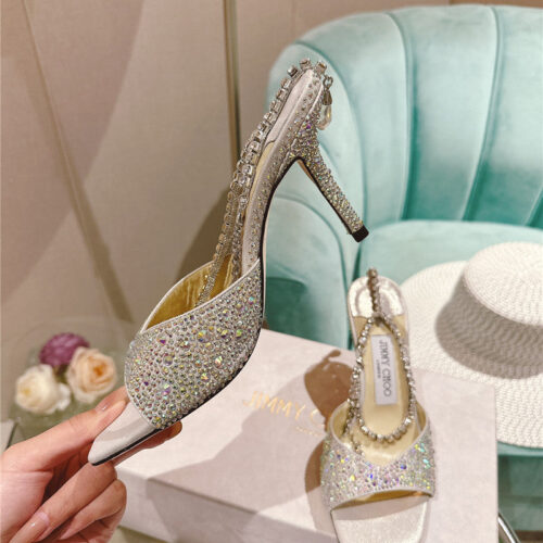 High Quality Luxury Jimmy Choo Rhinestone Chain Heels product detail