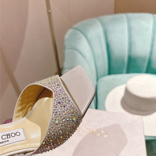 High Quality Luxury Jimmy Choo Rhinestone Chain Heels product detail