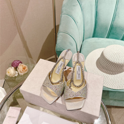 High Quality Luxury Jimmy Choo Rhinestone Chain Heels product detail