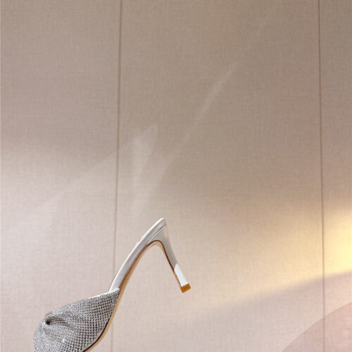 High Quality Luxury Jimmy Choo Rhinestone High Heel Slippers product detail
