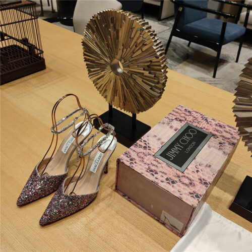 High Quality Luxury Jimmy Choo Crystal Chain Heeled Sandals – Style 35223 product detail