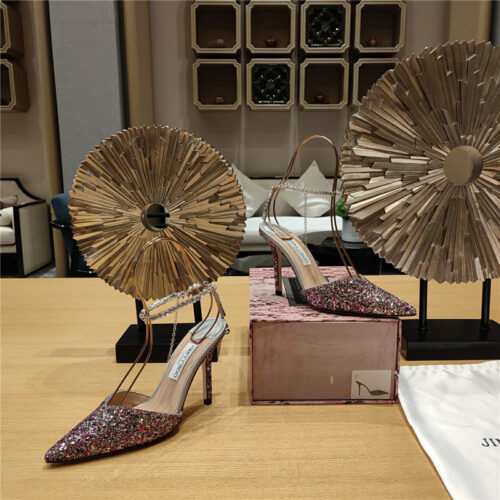 High Quality Luxury Jimmy Choo Crystal Chain Heeled Sandals – Style 35223 product detail