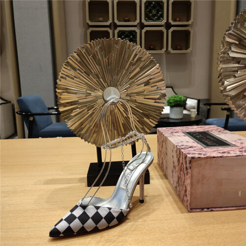 High Quality Luxury Jimmy Choo Crystal Chain Heeled Sandals – Style 14327 product detail