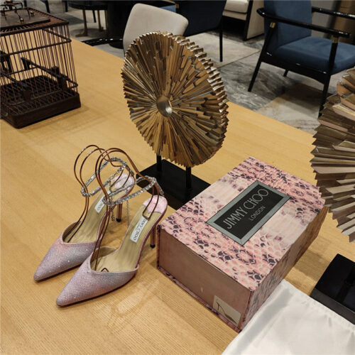 High Quality Luxury Jimmy Choo Crystal Chain Heeled Sandals – Style 97367 product detail
