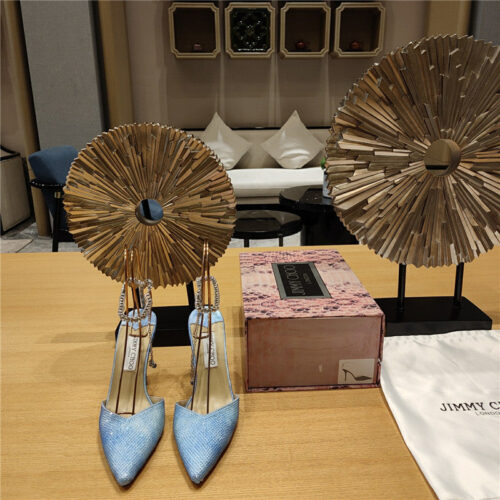 High Quality Luxury Jimmy Choo Crystal Chain Heeled Sandals – Style 95127 product detail