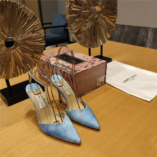 High Quality Luxury Jimmy Choo Crystal Chain Heeled Sandals – Style 95127