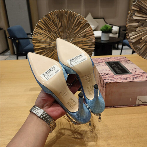 High Quality Luxury Jimmy Choo Crystal Chain Heeled Sandals – Style 95127 product detail