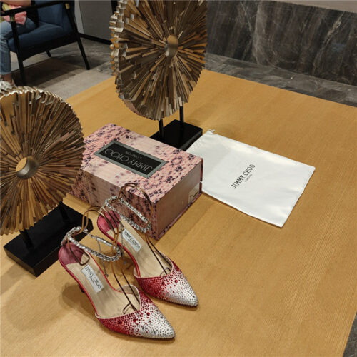 High Quality Luxury Jimmy Choo Crystal Chain Heeled Sandals