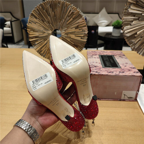 High Quality Luxury Jimmy Choo Crystal Chain Heeled Sandals product detail