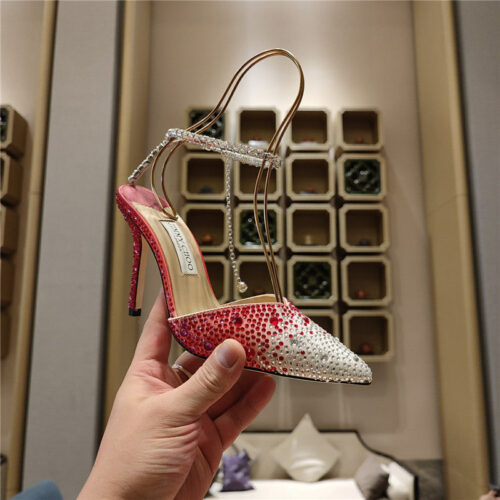 High Quality Luxury Jimmy Choo Crystal Chain Heeled Sandals alternate view