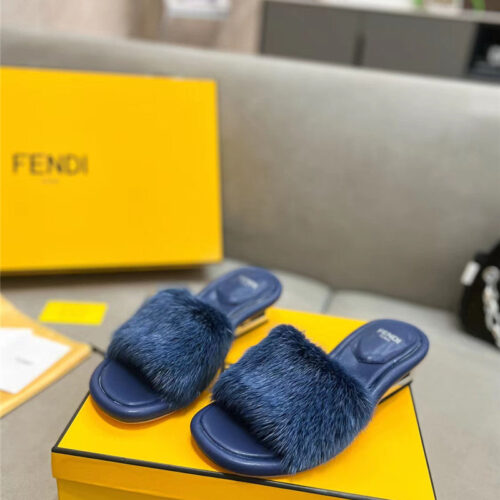 High Quality Luxury Fendi New Mink Fur Slippers – Style 18387