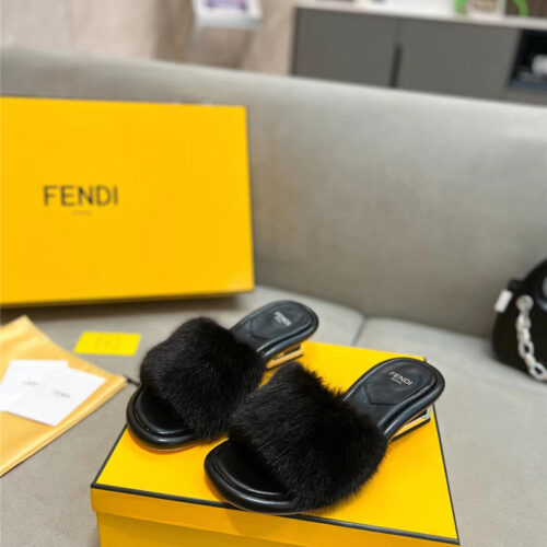 High Quality Luxury Fendi New Mink Fur Slippers