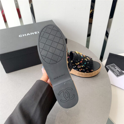 High Quality Luxury Chanel Rhombus Thick-Soled Flip Flops – Style 97414 product detail