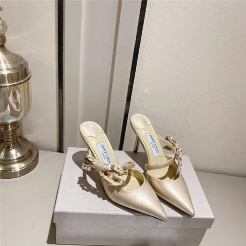 High Quality Luxury Jimmy Choo Bow High Heel Sandals Slippers