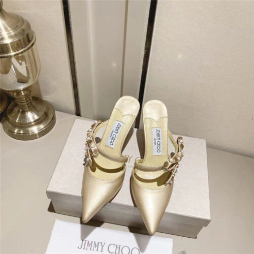 High Quality Luxury Jimmy Choo Bow High Heel Sandals Slippers alternate view