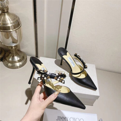 High Quality Luxury Jimmy Choo Bow High Heel Sandals Slippers – Style 29719