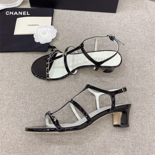 High Quality Luxury Chanel New Chain Chunky Heel Sandals – Style 98150 alternate view