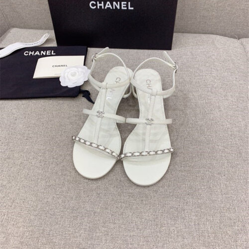 High Quality Luxury Chanel New Chain Chunky Heel Sandals alternate view