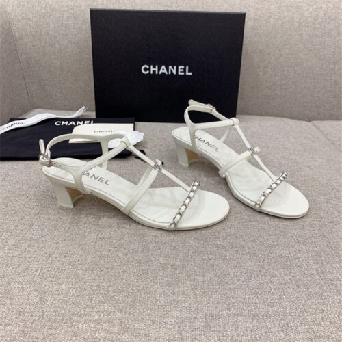 High Quality Luxury Chanel New Chain Chunky Heel Sandals