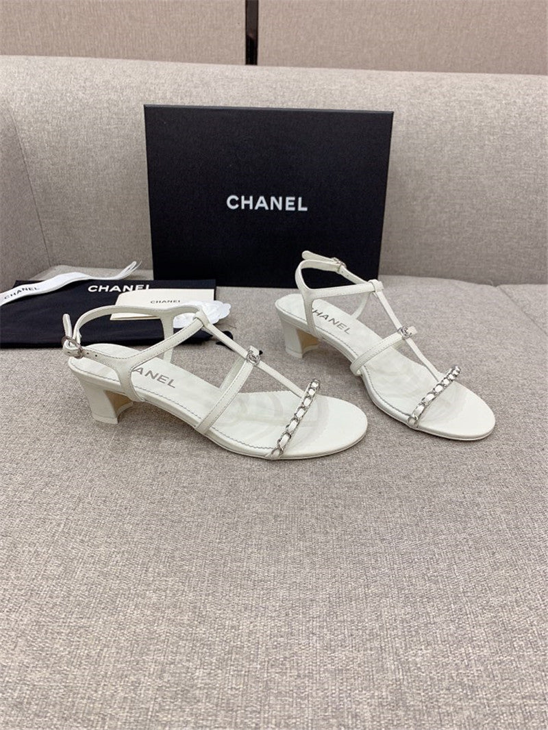 High Quality Luxury Chanel New Chain Chunky Heel Sandals